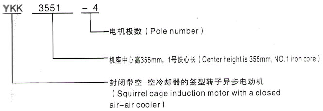 YKK系列(H355-1000)高压Y3551-2/220KW三相异步电机西安泰富西玛电机型号说明